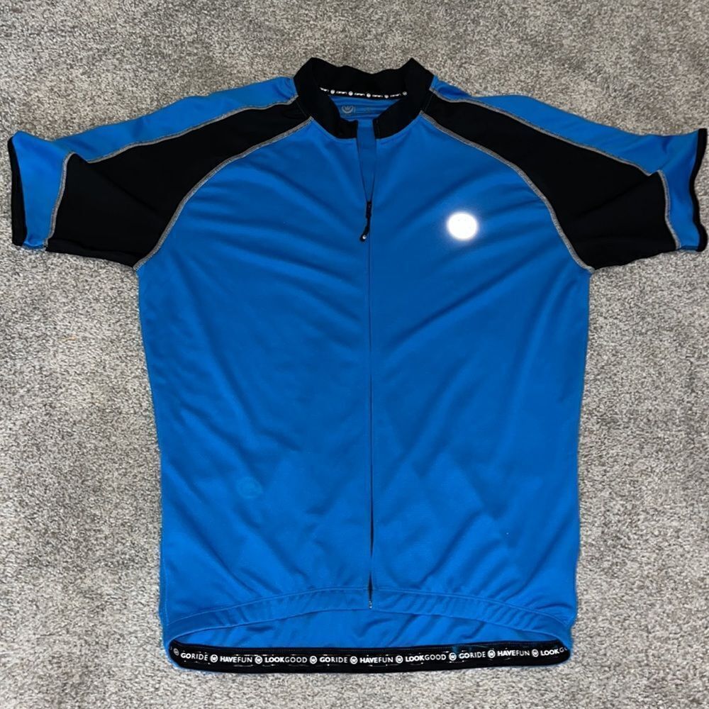 New Blue & Black full zipper cycling touring reflective bike jersey Canari L